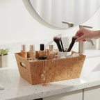 12-Pack 15" Rectangular Natural Corkboard Utility Storage Baskets with Handles