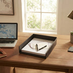 12-Pack 15" Roosevelt Black Faux Leather Document Trays