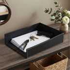 12-Pack 15" Roosevelt Black Faux Leather Document Trays