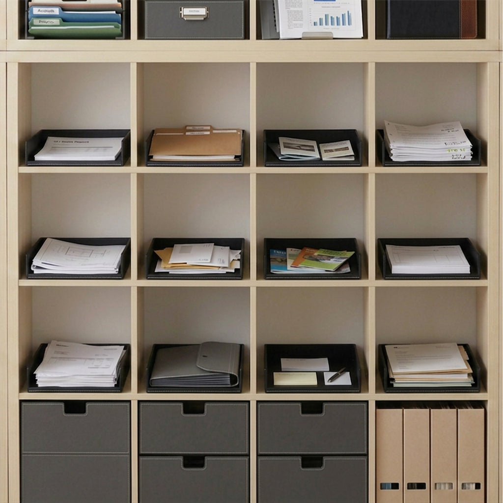 12-Pack 15" Roosevelt Black Faux Leather Document Trays