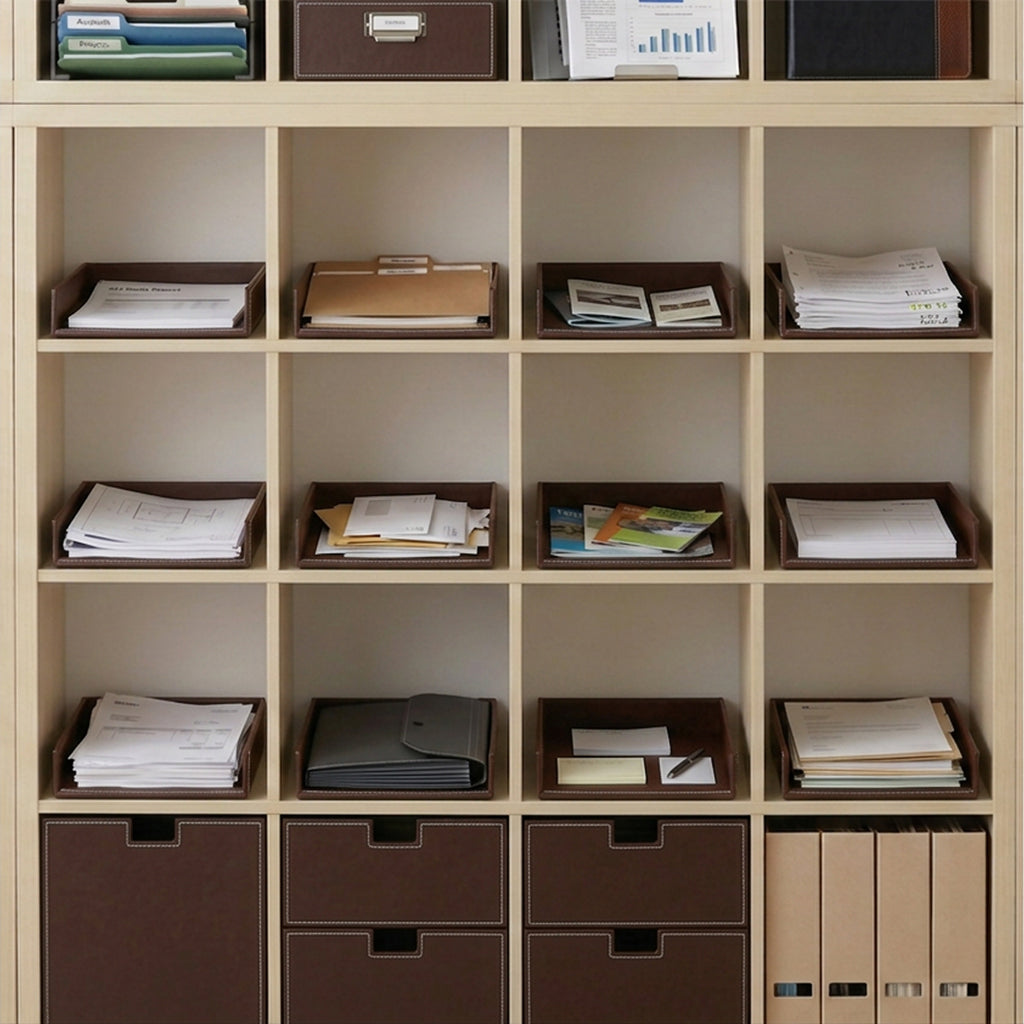 12-Pack 15" Roosevelt Brown Faux Leather Document Trays