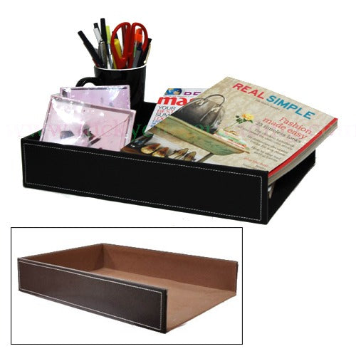 12-Pack 15" Roosevelt Brown Faux Leather Document Trays