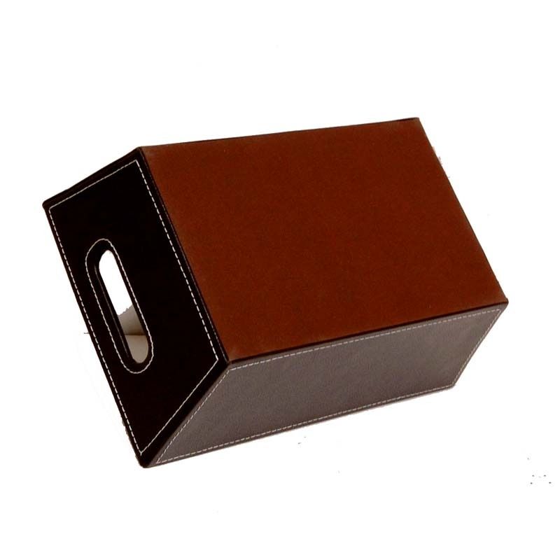 Roosevelt Collection: 12-Pack 11" Small Rectangular Brown Faux Leather Utility Tray with Cutout Handles