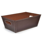 Roosevelt Collection: 12-Pack 11" Small Rectangular Brown Faux Leather Utility Tray with Cutout Handles
