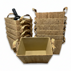 12-Pack Rectangular Cork Utility Baskets – Natural Corkboard Storage with Handles