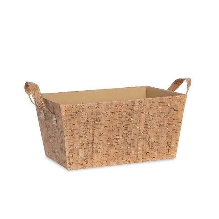 12-Pack Rectangular Cork Utility Baskets – Natural Corkboard Storage with Handles