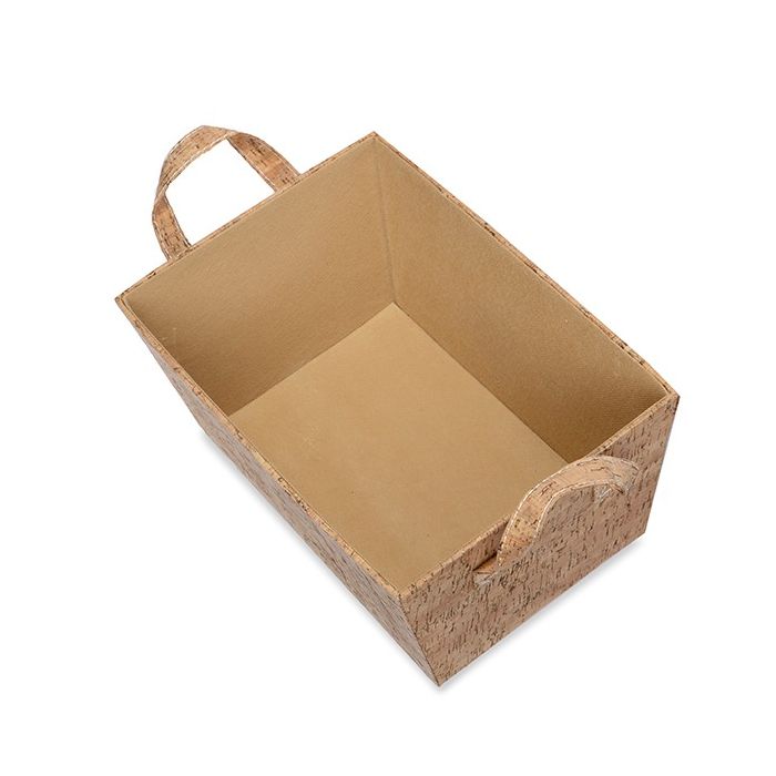 12-Pack Rectangular Cork Utility Baskets – Natural Corkboard Storage with Handles