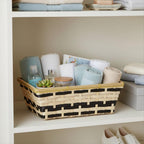 12-Pack 10" Rectangular Natural & Dark Stain Bamboo Utility Baskets