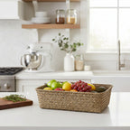 Alexa Collection: 12-Pack 12" Large Rectangular Natural Seagrass Tray Baskets