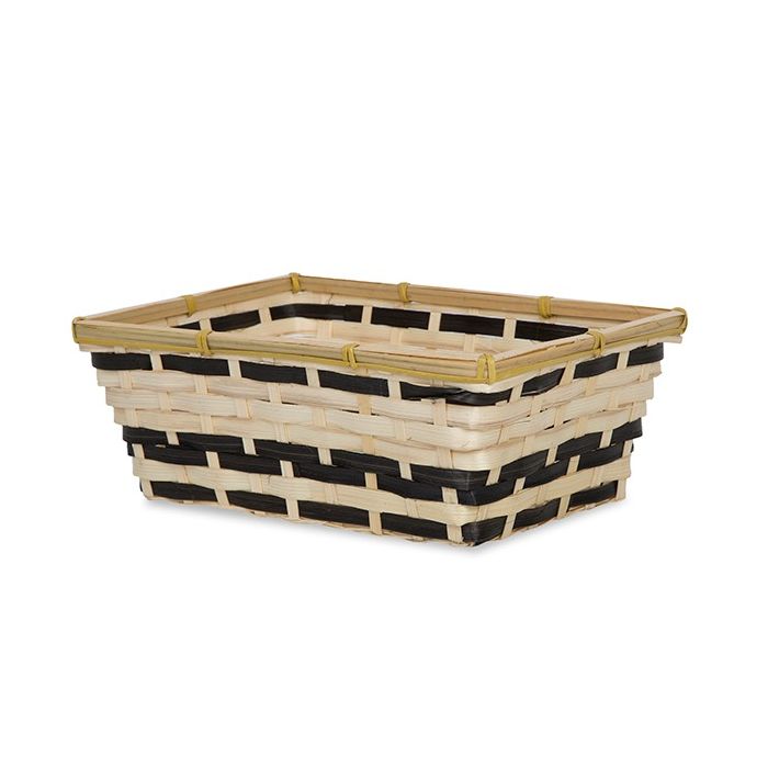 12-Pack 10" Rectangular Natural & Dark Stain Bamboo Utility Baskets