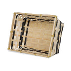 12-Pack 10" Rectangular Natural & Dark Stain Bamboo Utility Baskets