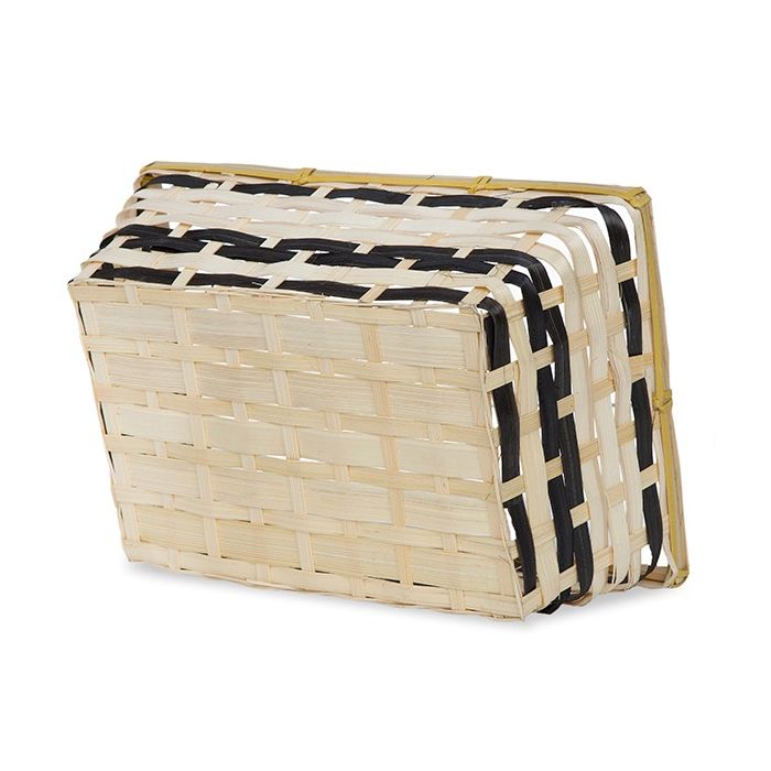 12-Pack 10" Rectangular Natural & Dark Stain Bamboo Utility Baskets