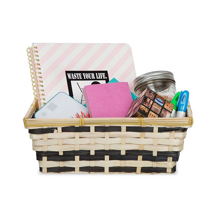 12-Pack 10" Rectangular Natural & Dark Stain Bamboo Utility Baskets