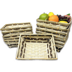 12-Pack 10" Rectangular Natural & Dark Stain Bamboo Utility Baskets