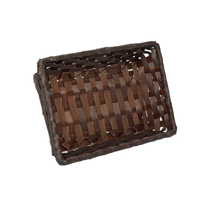 12-Pack 9" Rectangular Dark Brown Bamboo & Palm Tray Baskets