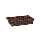 12-Pack 9" Rectangular Dark Brown Bamboo & Palm Tray Baskets