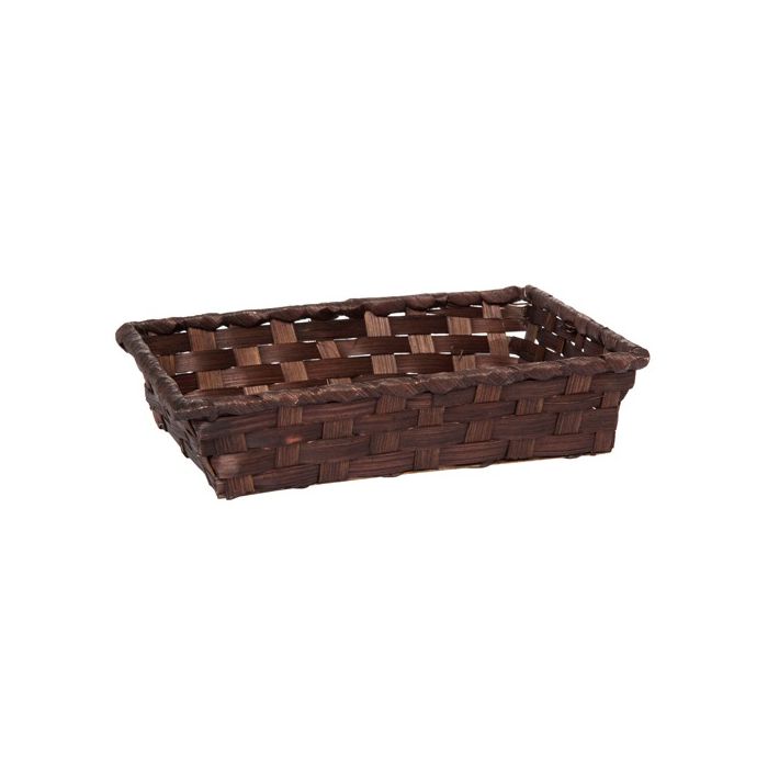 12-Pack 9" Rectangular Dark Brown Bamboo & Palm Tray Baskets
