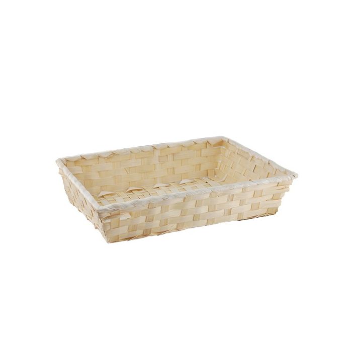 12-Pack 12" Large Rectangular Natural Bamboo & Palm Tray Baskets