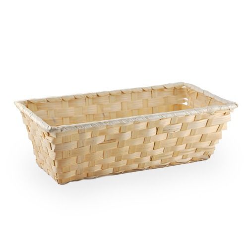 12-Pack 12" Slim Rectangular Natural Bamboo & Palm Storage Baskets