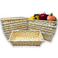 12-Pack 12" Slim Rectangular Natural Bamboo & Palm Storage Baskets