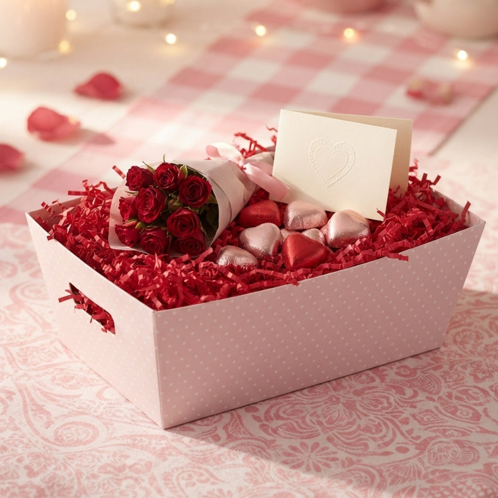 12-Pack 12" Medium Pink Polka Dot Valentine Gift Trays