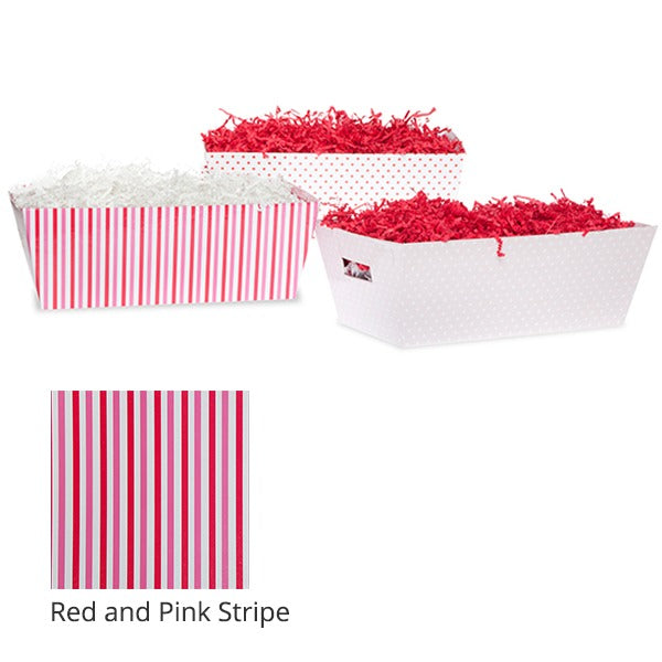 12-Pack 12" Medium Red & White Stripe Valentine Gift Trays