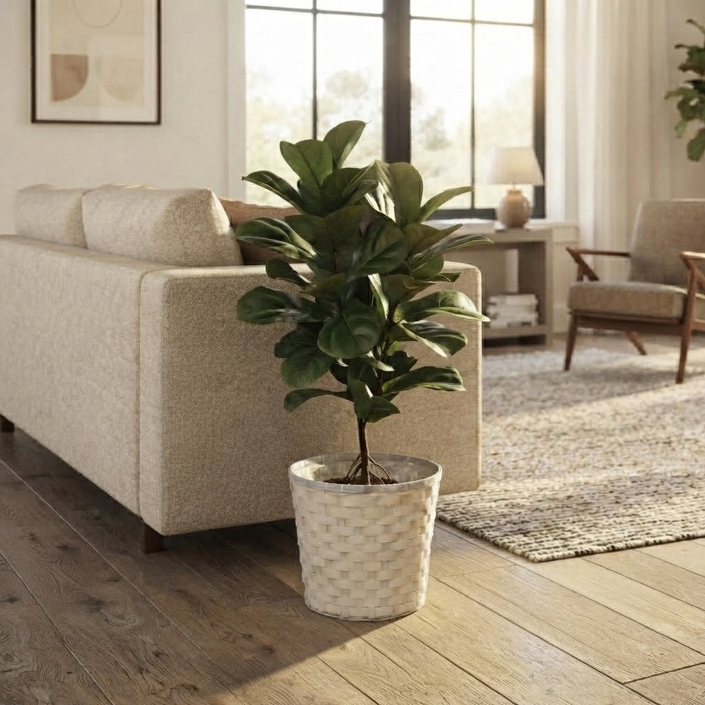12-Pack: 13" Round White Washed Split Bamboo Planters