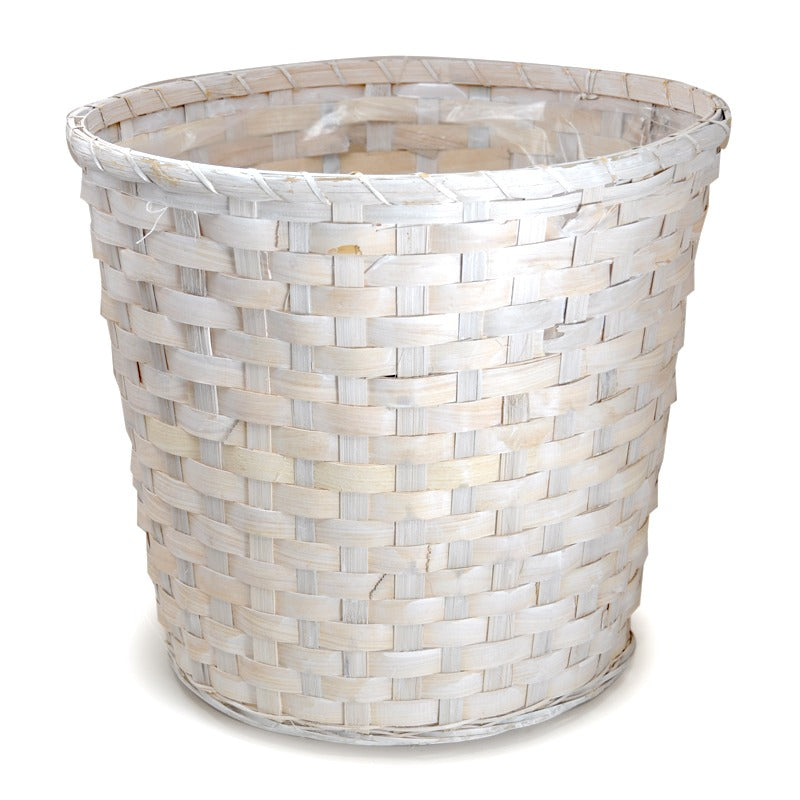 12-Pack: 13" Round White Washed Split Bamboo Planters