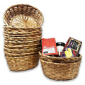 12-Pack 9" Oval Brown Bamboo Baskets