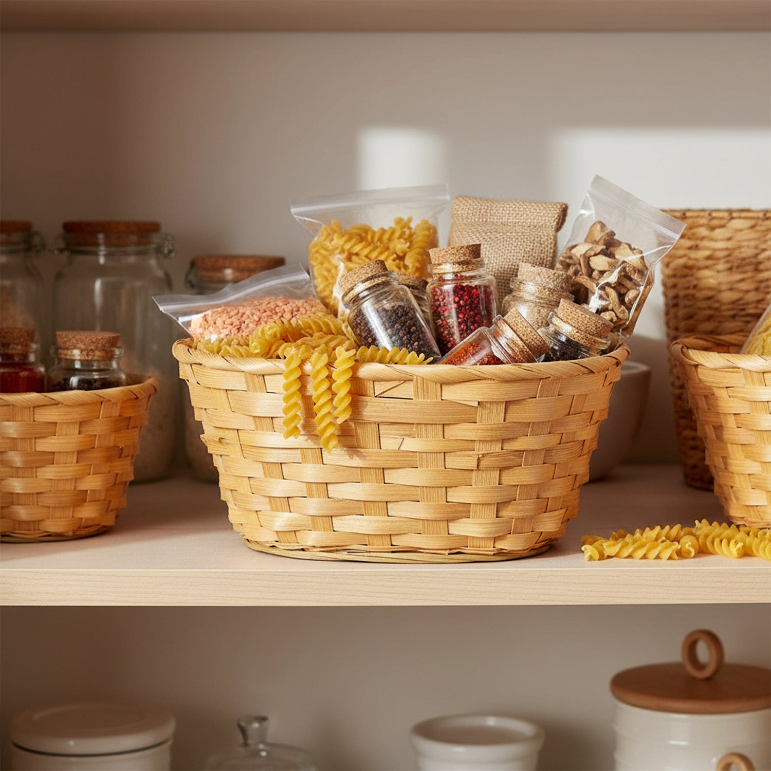 12-Pack 9" Oval Honey Bamboo Baskets