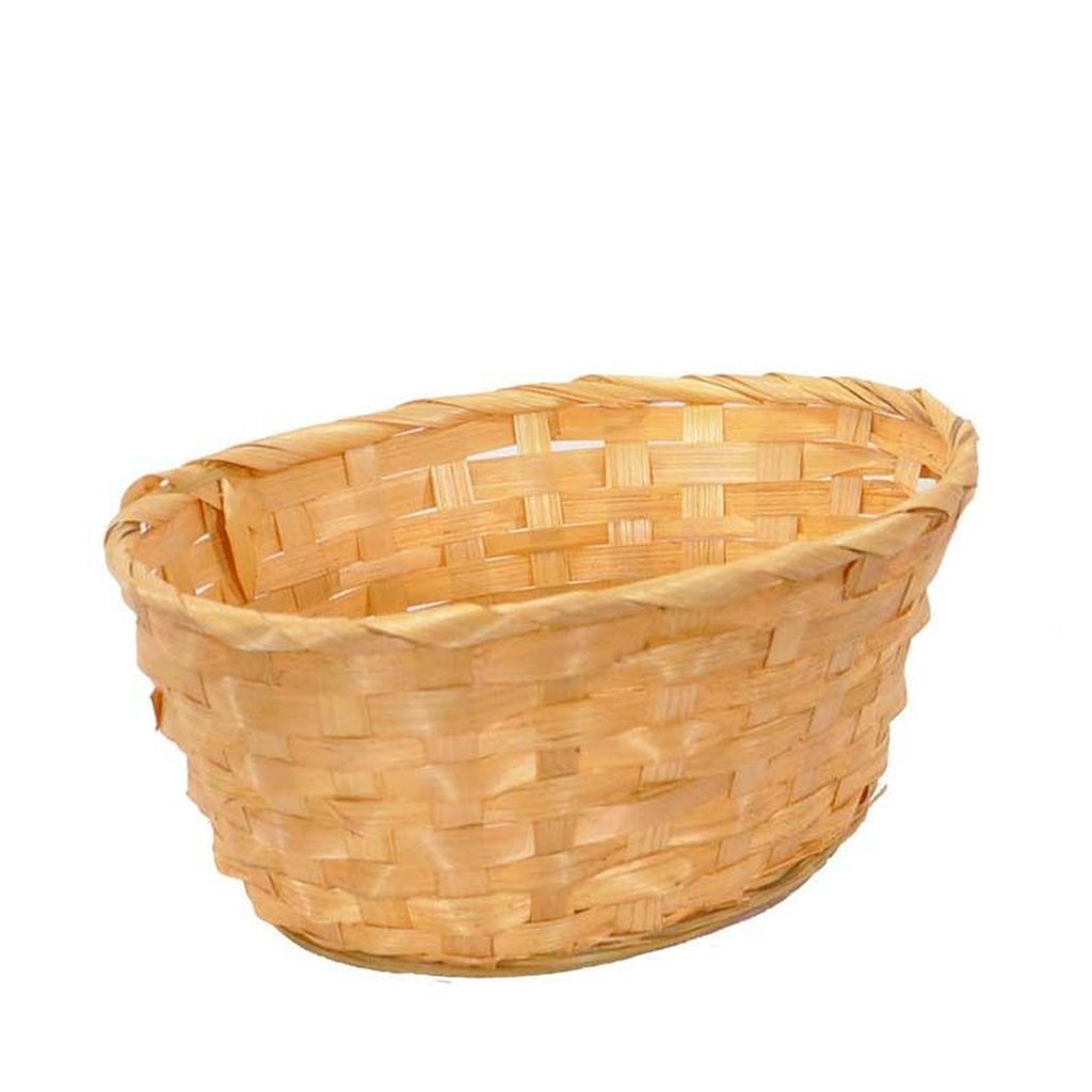12-Pack 9" Oval Honey Bamboo Baskets