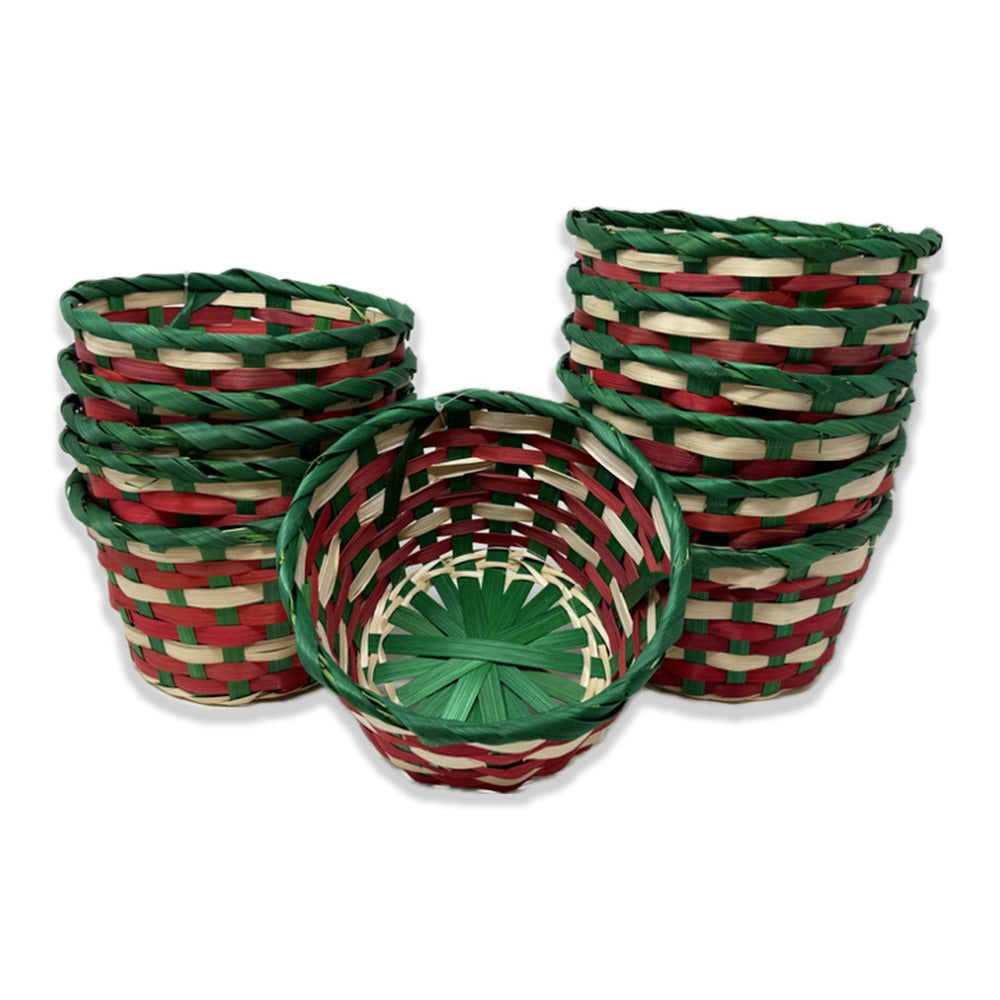 Holiday Collection: 12-Pack 6" Round Bamboo Baskets