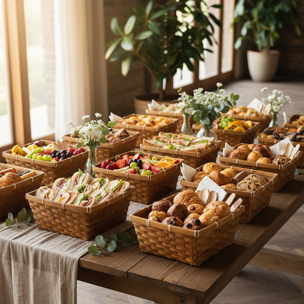 12-Pack: Small 11" Honey Bamboo Rectangular Baskets