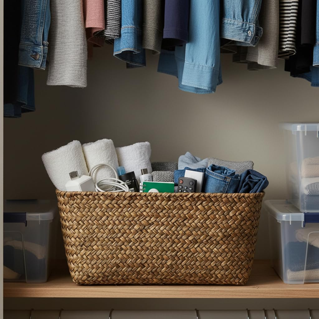 Alexa Collection: 12-Pack 10" Medium Rectangular Natural Slim Tray Utility Baskets
