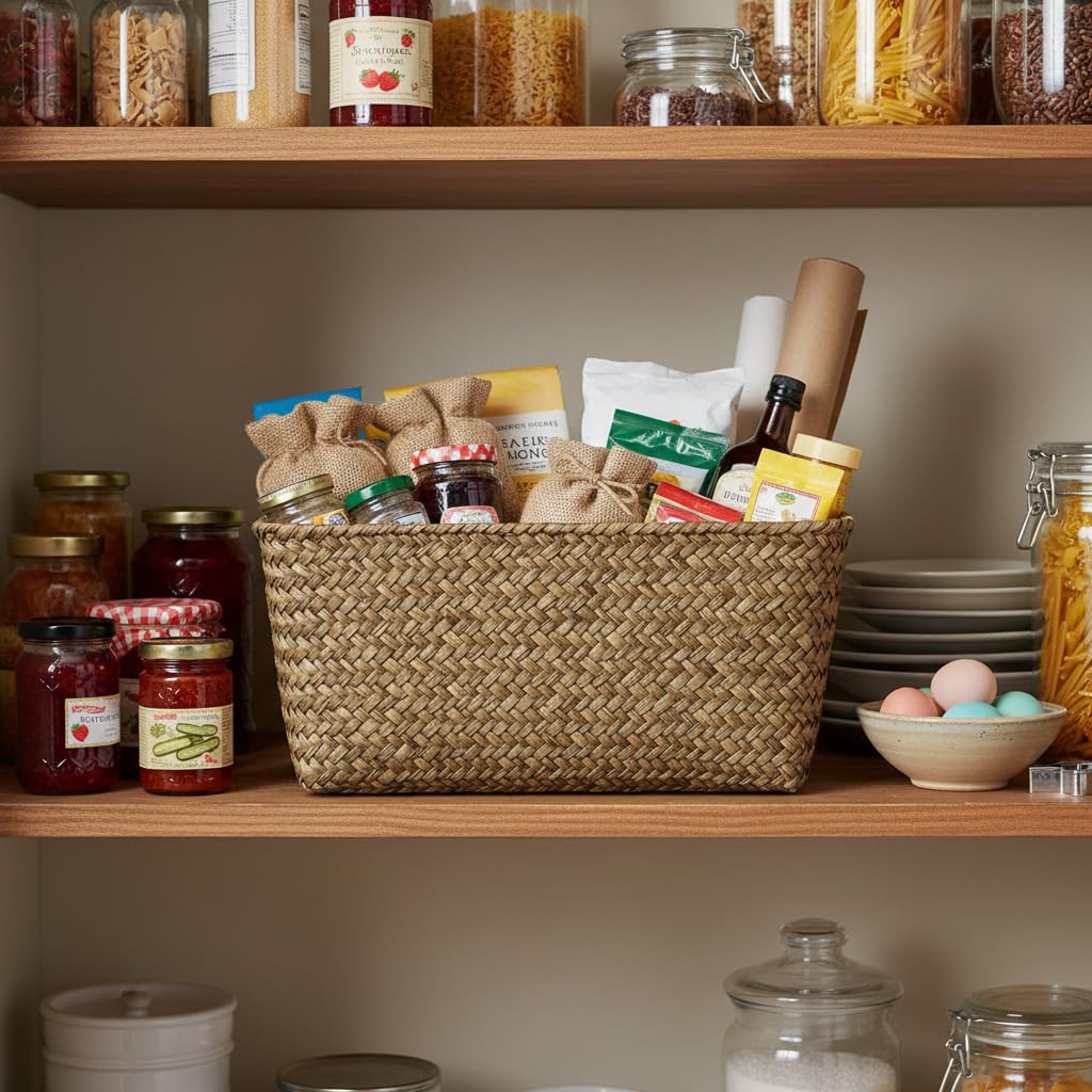 Alexa Collection: 12-Pack 10" Medium Rectangular Natural Slim Tray Utility Baskets