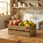 12-Pack: Small 9" Antique Honey Wooden Storage Crates with In-Handles