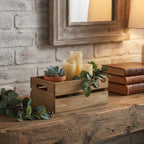 12-Pack: Small 9" Antique Honey Wooden Storage Crates with In-Handles