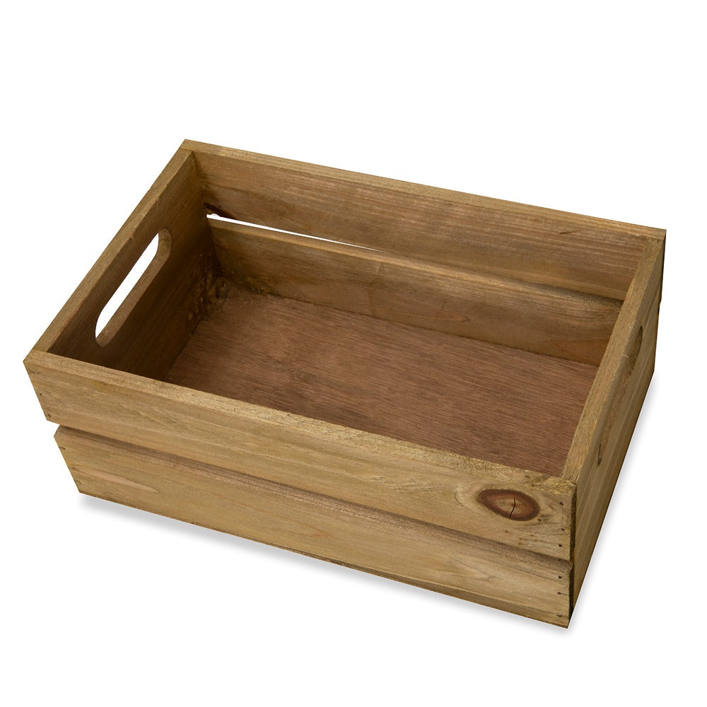 12-Pack: Small 9" Antique Honey Wooden Storage Crates with In-Handles