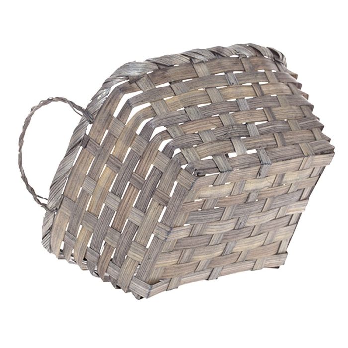 12-Pack 8" Rectangular Antique Grey Bamboo Baskets with Ear Handles