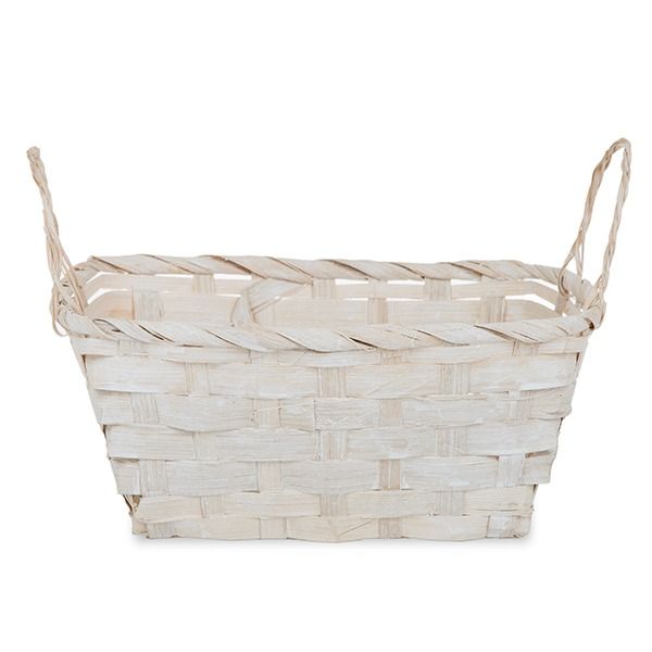 12-Pack 8" Small Rectangular White Wash Bamboo Utility Baskets with Ear Handles