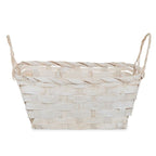 12-Pack 8" Small Rectangular White Wash Bamboo Utility Baskets with Ear Handles