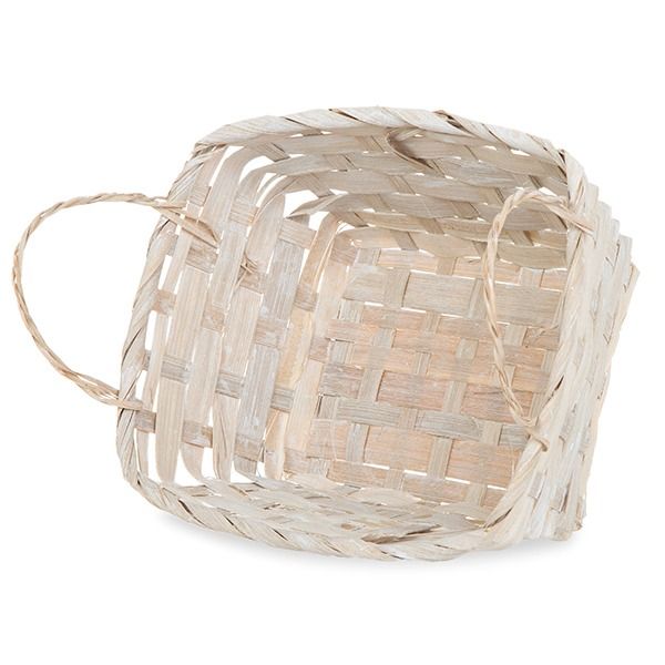 12-Pack 8" Small Rectangular White Wash Bamboo Utility Baskets with Ear Handles