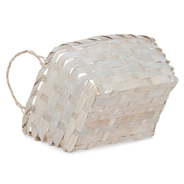 12-Pack 8" Small Rectangular White Wash Bamboo Utility Baskets with Ear Handles