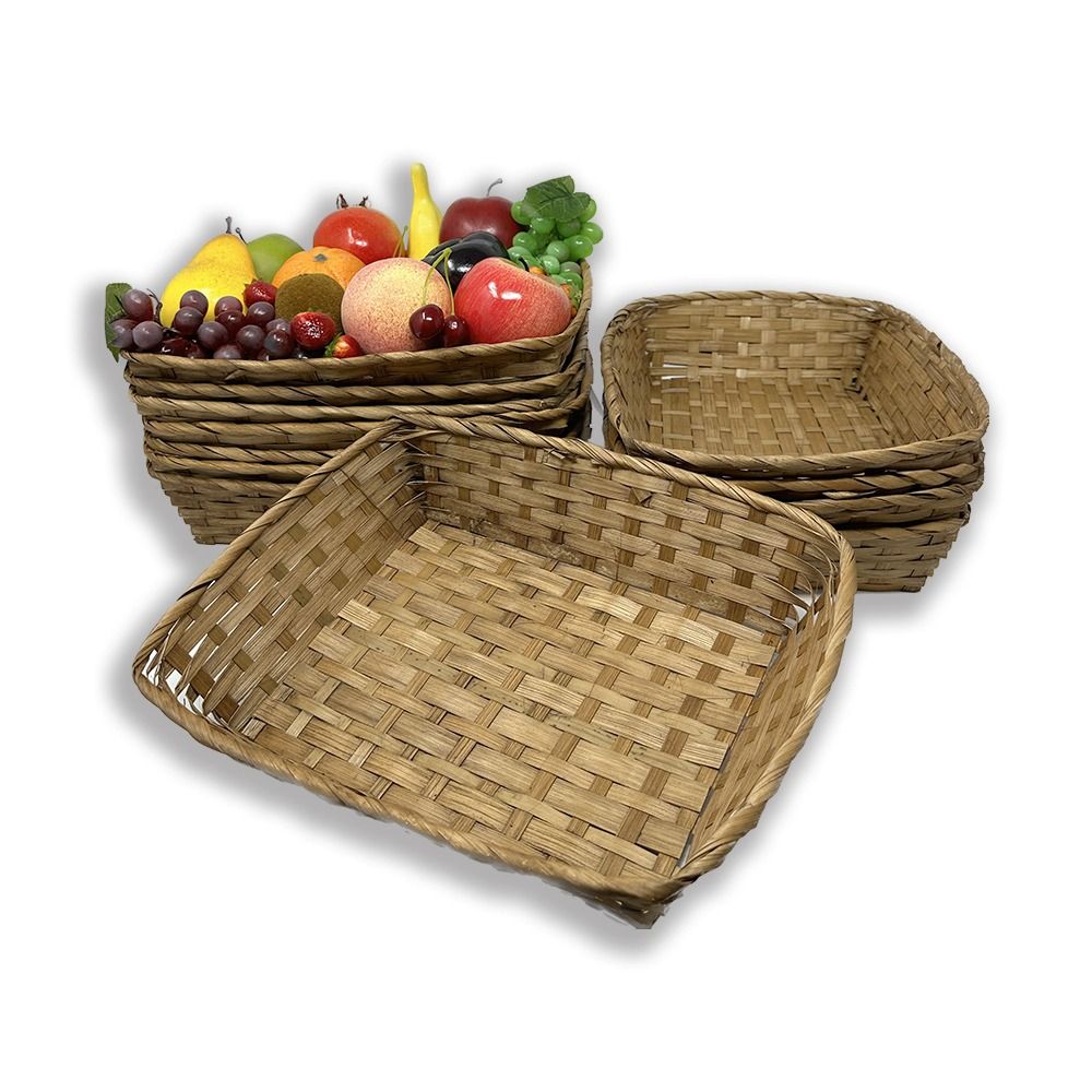 12-Pack 12" Rectangular Bamboo Utility Baskets