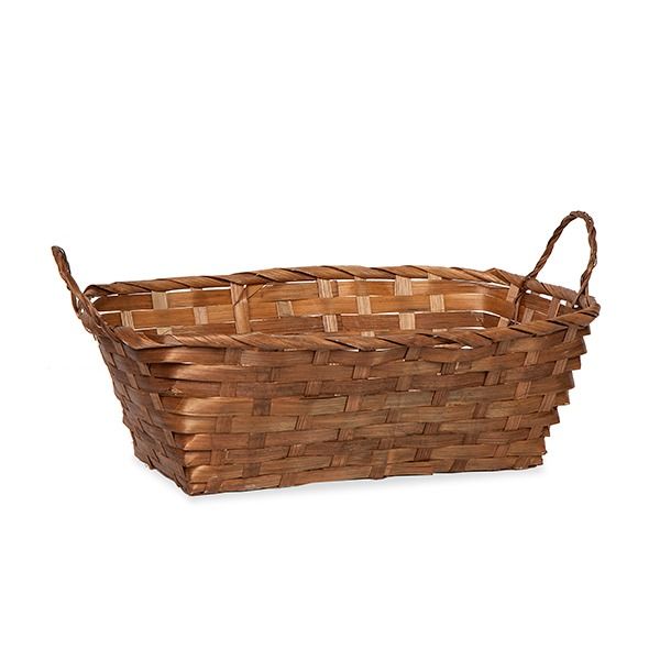12-Pack 12" Rectangular Brown Bamboo Baskets with Ear Handles