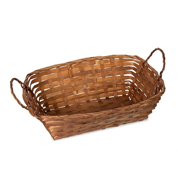 12-Pack 12" Rectangular Brown Bamboo Baskets with Ear Handles