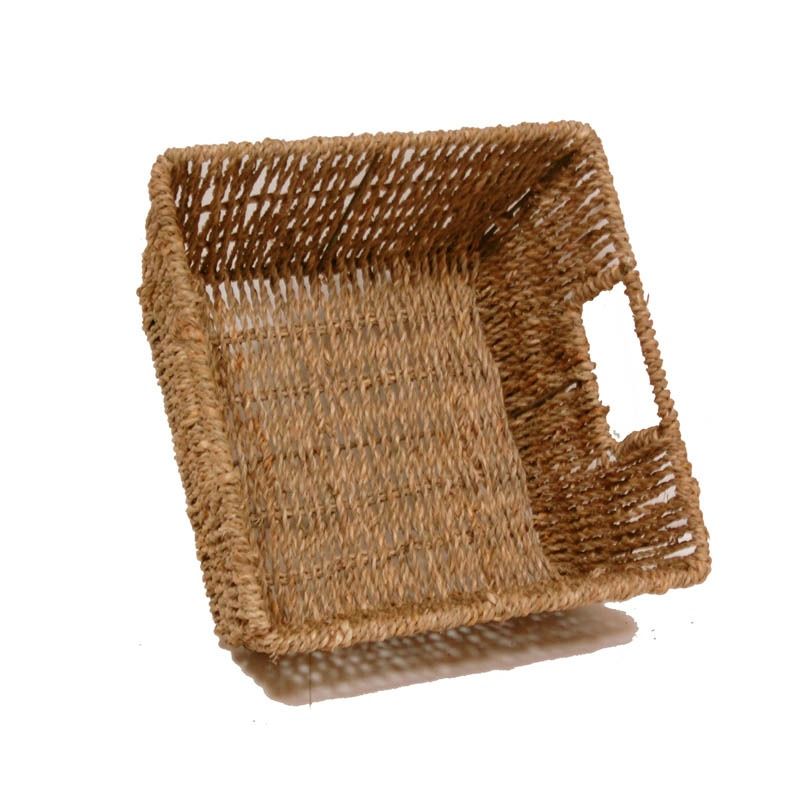 Michaela Collection: 12-Pack 8" Square Natural Sea Grass Utility Basket with Handles