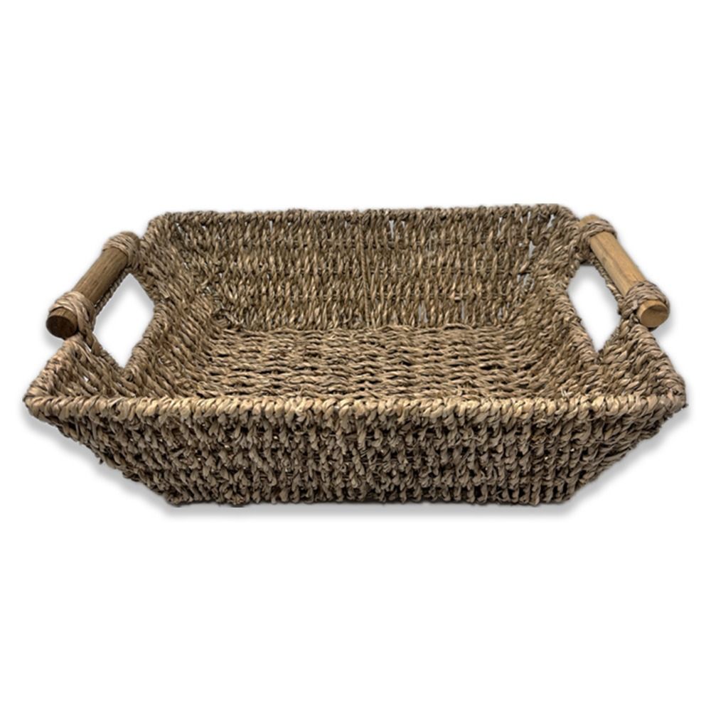 Kalani Collection: 12-Pack 14" Medium Tall Sea Grass Basket with Bamboo Handles