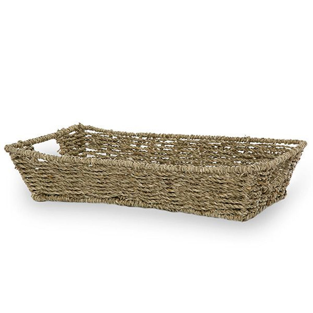 Michaela Collection: 12-Pack 13" Rectangular Sea Grass Flat Tray Basket with Handles