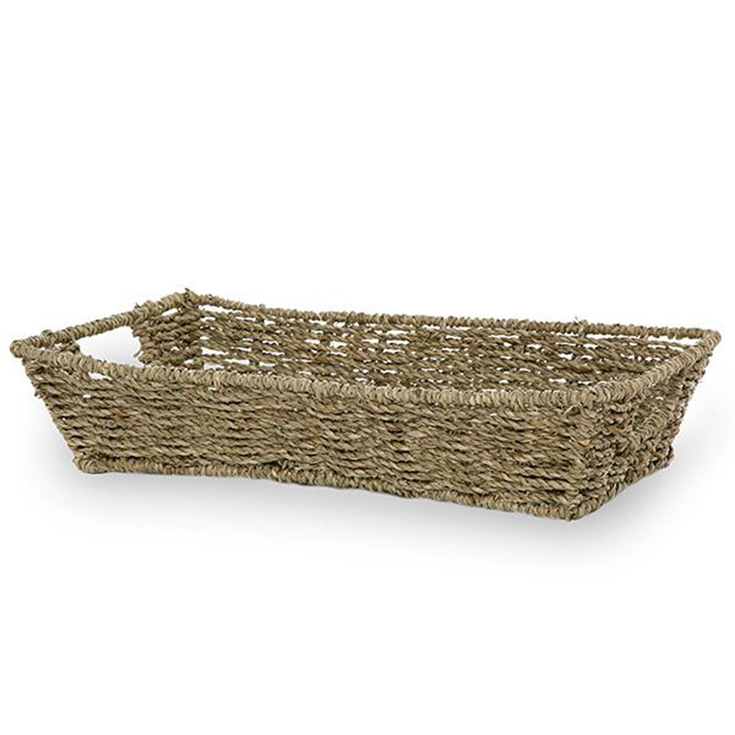 Michaela Collection: 12-Pack 13" Rectangular Sea Grass Flat Tray Basket with Handles